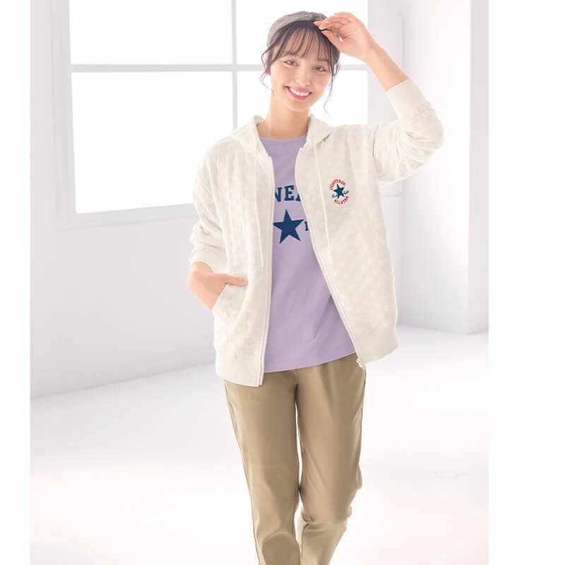 ＜CONVERSE＞薄綿ジャガードフルZIPパーカー
