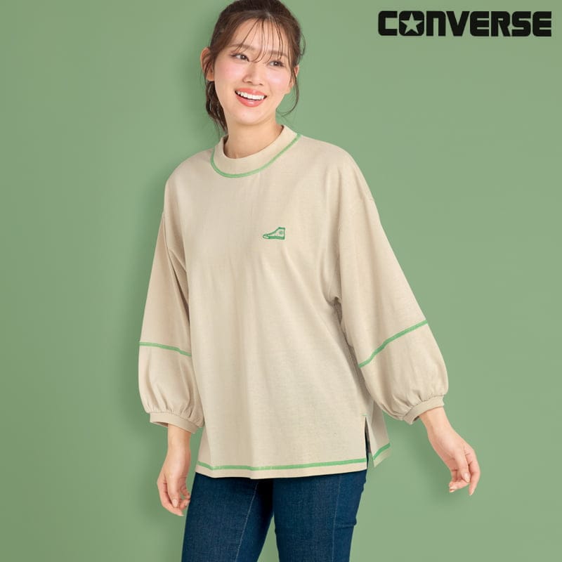 ＜CONVERSE＞配色ステッチ8分袖Tシャツ