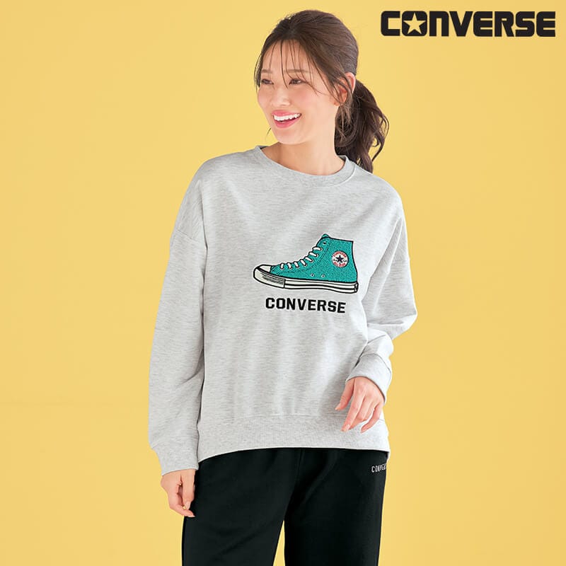 ＜CONVERSE＞ミニ裏毛さがら刺繍裾ラウンドスウェット