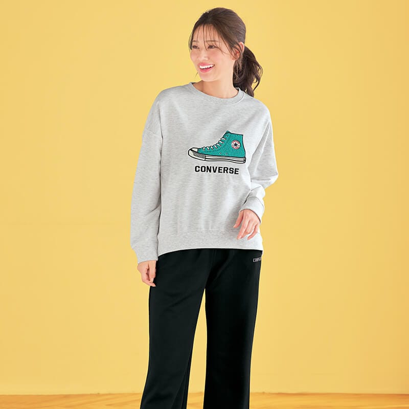 ＜CONVERSE＞ミニ裏毛さがら刺繍裾ラウンドスウェット
