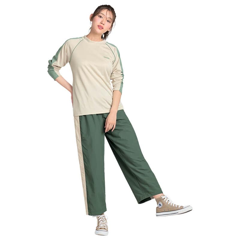 ＜CONVERSE＞ソフトメッシュ配色モックネック長袖Tシャツ