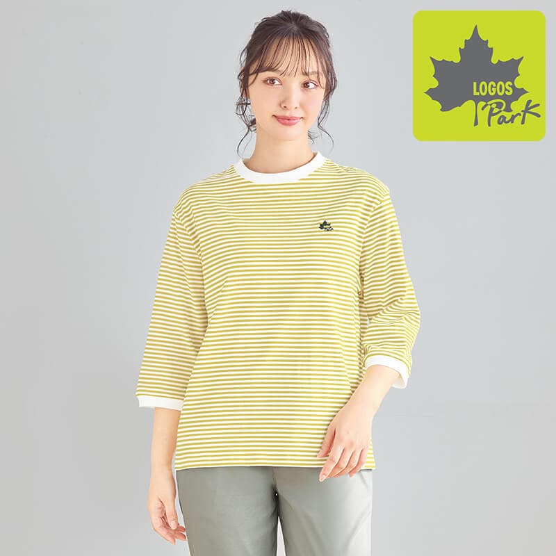 ＜LOGOS Park＞空紡天竺先染めボーダー7分袖Tシャツ