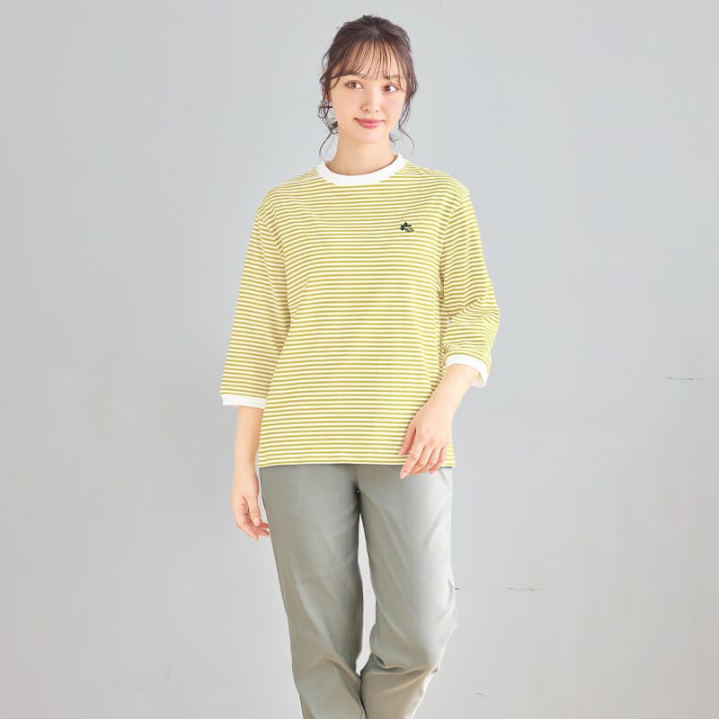 ＜LOGOS Park＞空紡天竺先染めボーダー7分袖Tシャツ