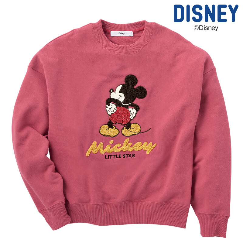 ＜ディズニー＞さがら刺繍裏毛ワイドトレーナー