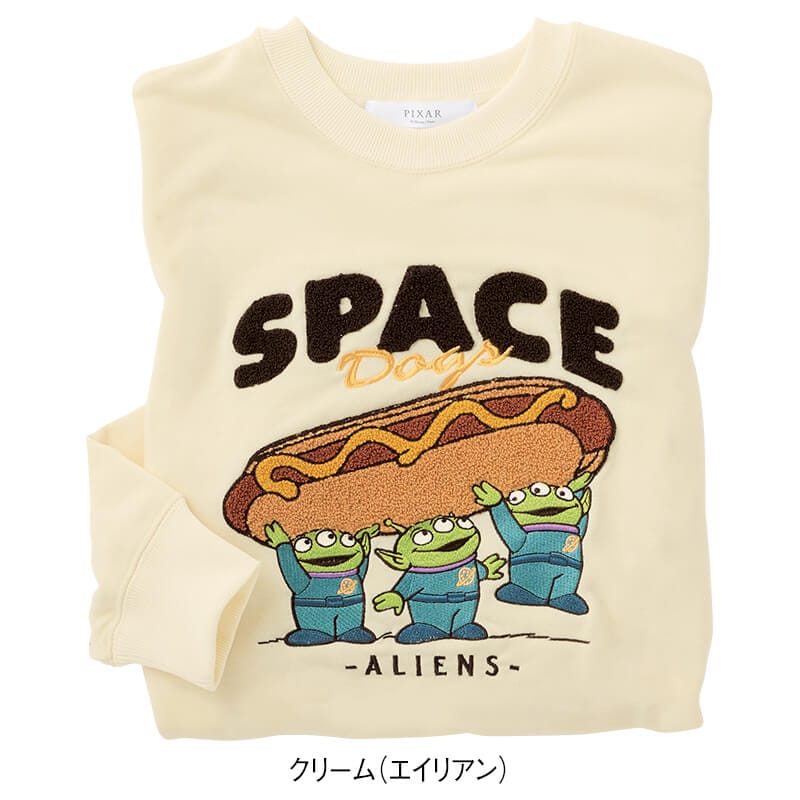 ＜ディズニー＞さがら刺繍裏毛ワイドトレーナー