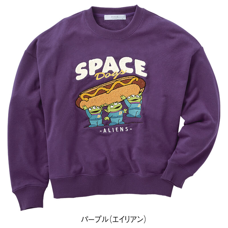 ＜ディズニー＞さがら刺繍裏毛ワイドトレーナー