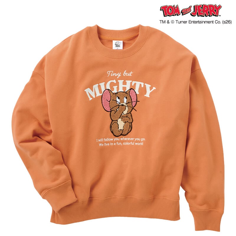 ＜TOM and JERRY＞さがら刺繍裏毛ワイドトレーナー