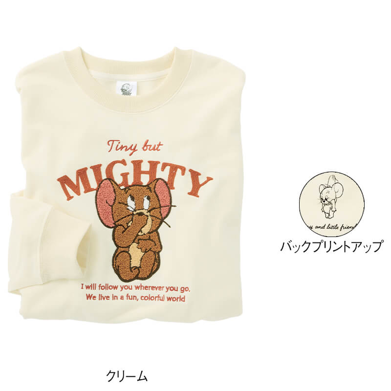 ＜TOM and JERRY＞さがら刺繍裏毛ワイドトレーナー