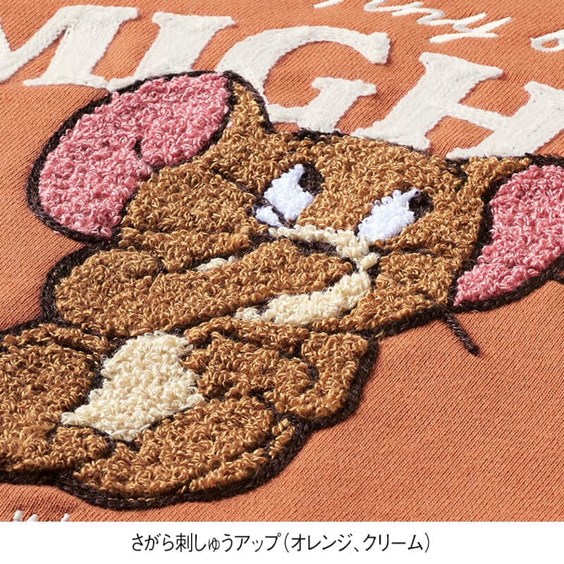 ＜TOM and JERRY＞さがら刺繍裏毛ワイドトレーナー