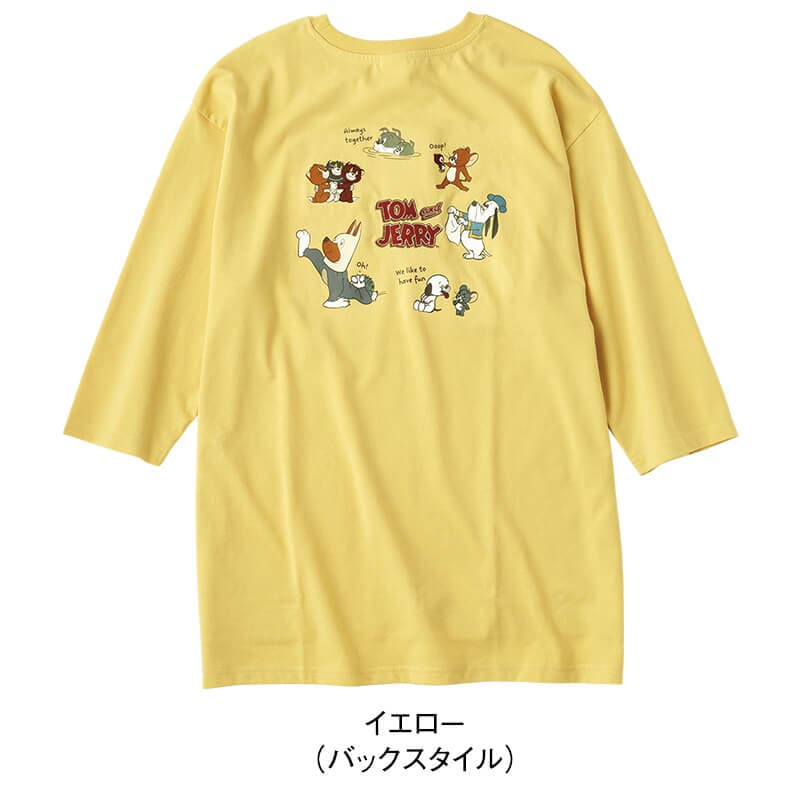 ＜TOM and JERRY＞天竺9分袖ビッグTシャツ