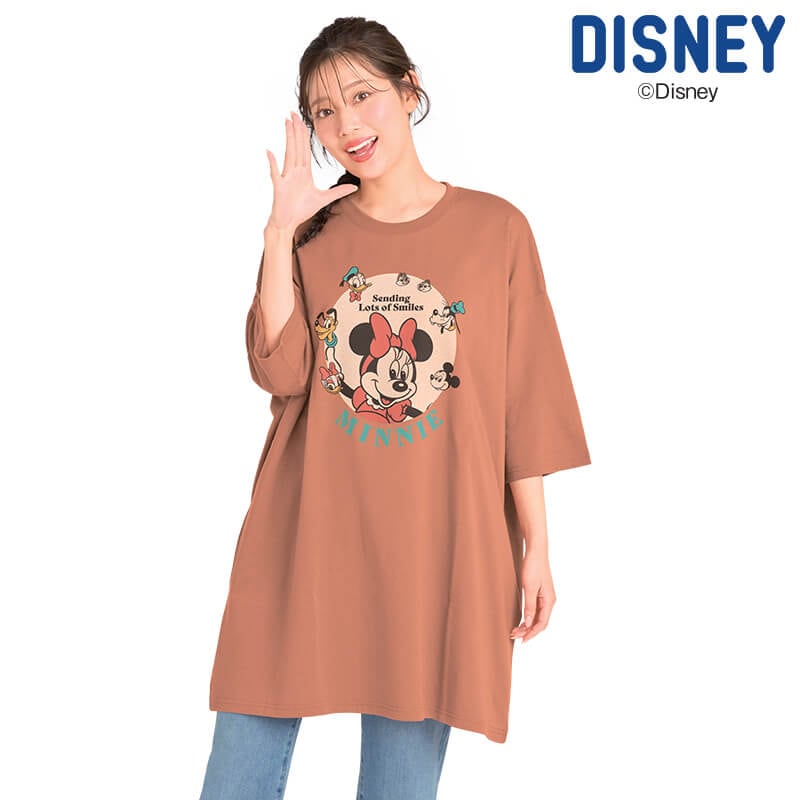 ＜ディズニー＞天竺7分袖ビッグTシャツ