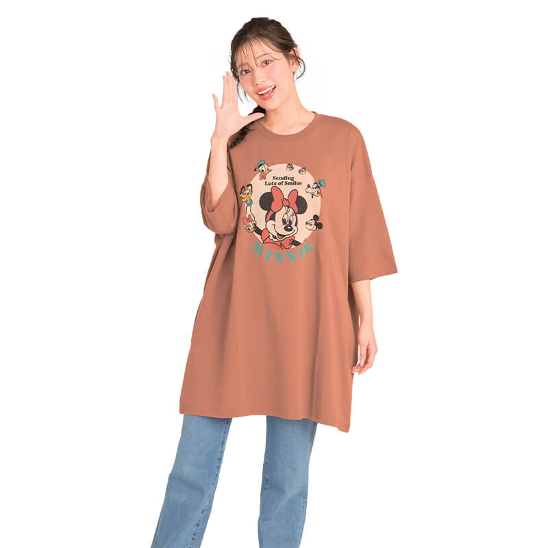 ＜ディズニー＞天竺7分袖ビッグTシャツ