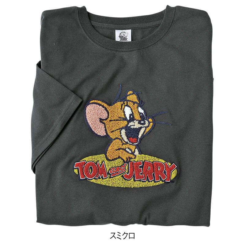 ＜TOM and JERRY＞さがら刺繍天竺半袖Tシャツ