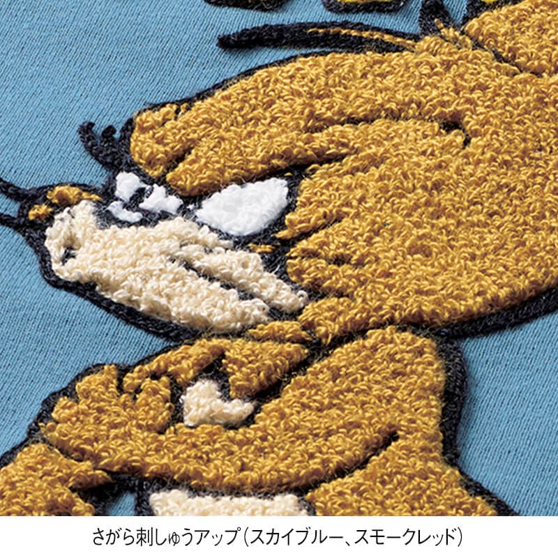 ＜TOM and JERRY＞さがら刺繍天竺半袖Tシャツ