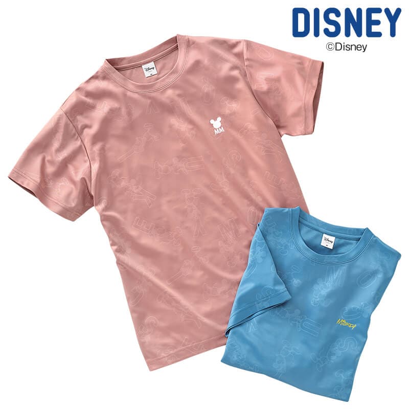＜ディズニー＞ドライ裏メッシュエンボス総柄Tシャツ