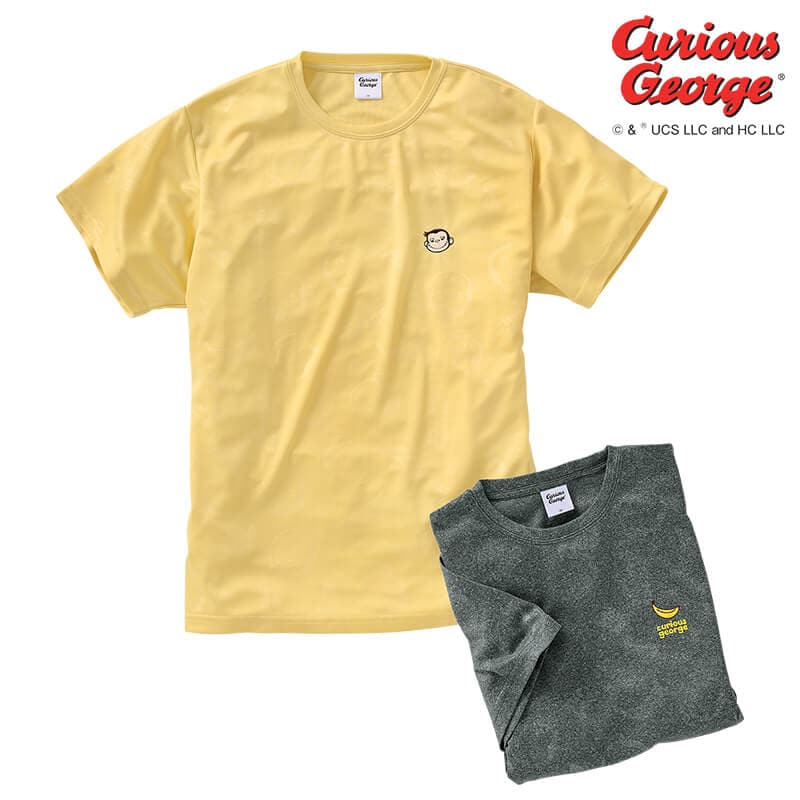 ＜おさるのジョージ＞ドライ裏メッシュエンボス総柄Tシャツ