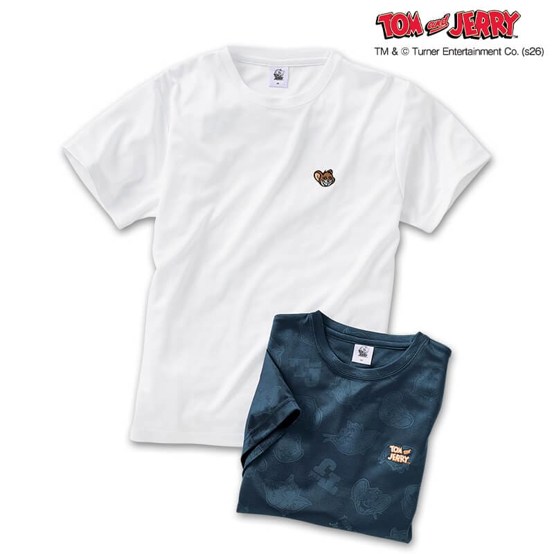 ＜TOM and JERRY＞ドライ裏メッシュエンボス総柄Tシャツ