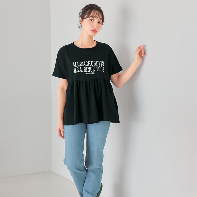 ＜CONVERSE＞切替えギャザーTシャツ