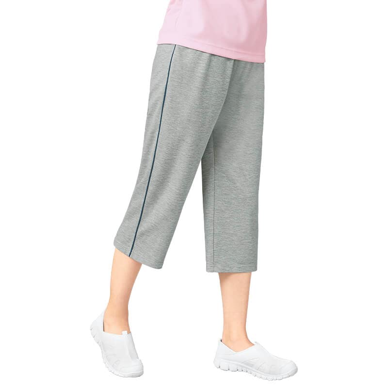 吸水速乾 ドライ裏メッシュ脇パイピング8分丈パンツ