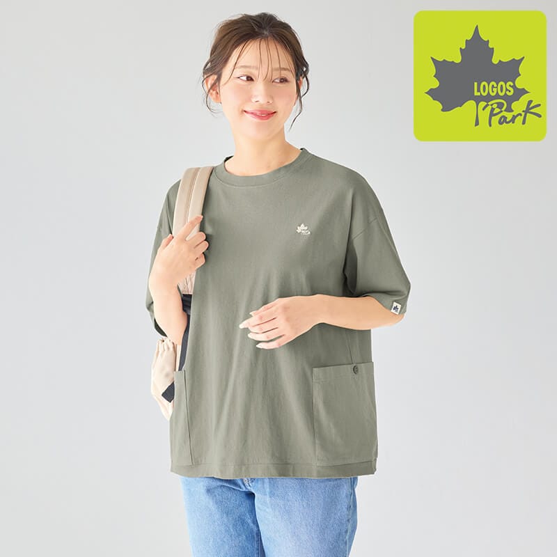 ＜LOGOS Park＞空紡天竺布帛ポケット半袖Tシャツ
