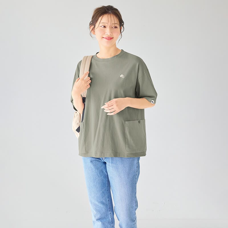 ＜LOGOS Park＞空紡天竺布帛ポケット半袖Tシャツ