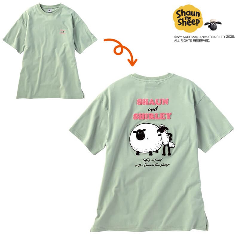 ＜ひつじのショーン＞天竺半袖さがら刺繍Tシャツ