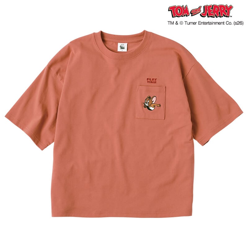 ＜TOM and JERRY＞天竺半袖ポケ付きワイドTシャツ