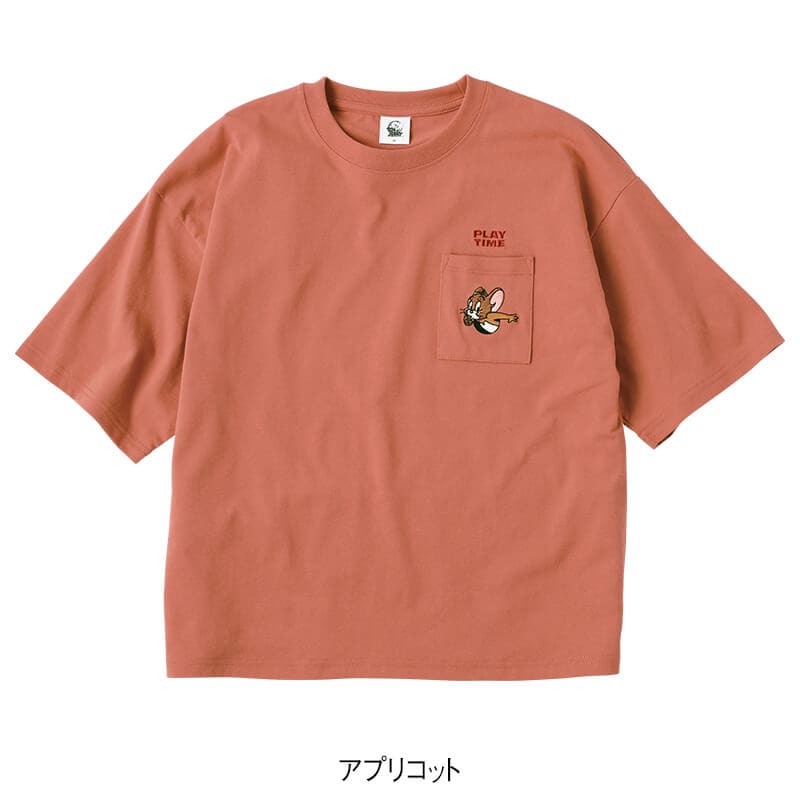 ＜TOM and JERRY＞天竺半袖ポケ付きワイドTシャツ