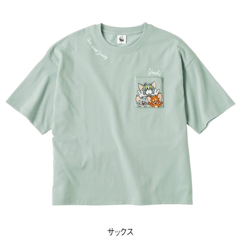 ＜TOM and JERRY＞天竺半袖ポケ付きワイドTシャツ