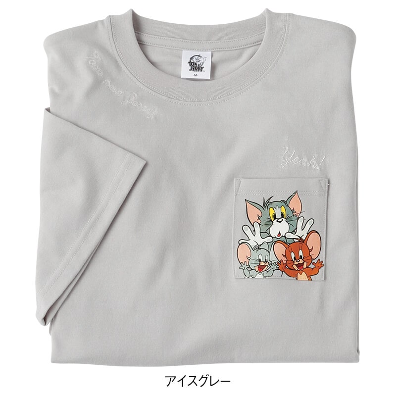 ＜TOM and JERRY＞天竺半袖ポケ付きワイドTシャツ