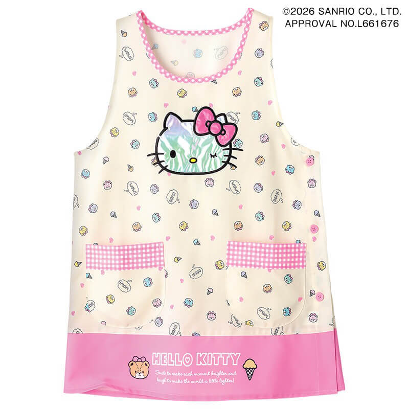 ＜サンリオキャラクターズ＞ハローキティ オーロラ刺繍アップリケエプロン
