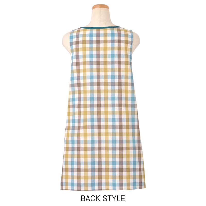 ＜はやおきおばけ＞チェック柄切替えエプロン