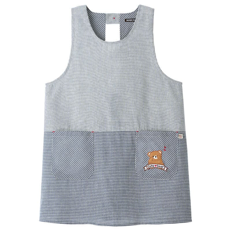 ストライプ×チェック切替えアニマルエプロン