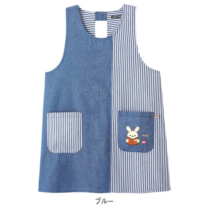 ヒッコリー縦切替えアニマルエプロン