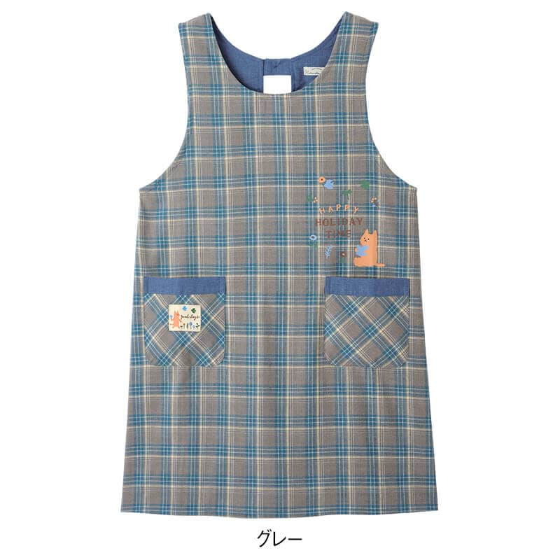 ねこプリントうしろすっぽりエプロン