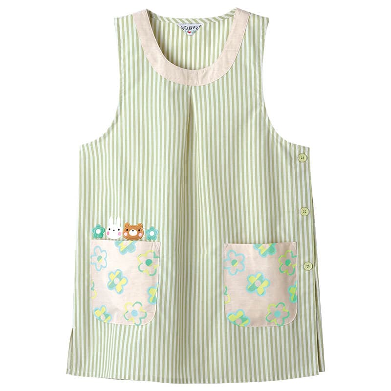 アニマルフラワーストライプエプロン