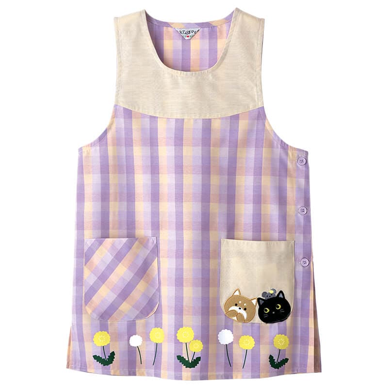 アニマル×タンポポチェックエプロン