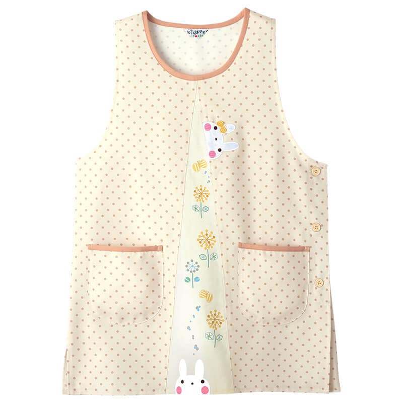 ひょっこりうさぎドットエプロン