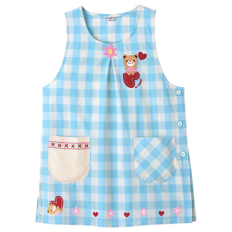 くまハートチェックエプロン