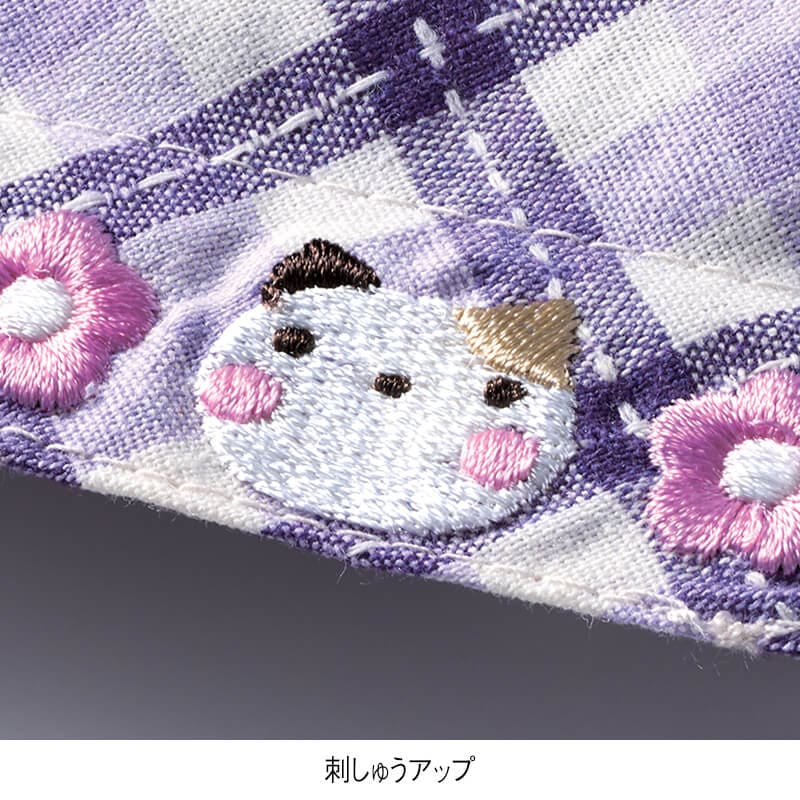 ねこフラワーチェックランチキャップ