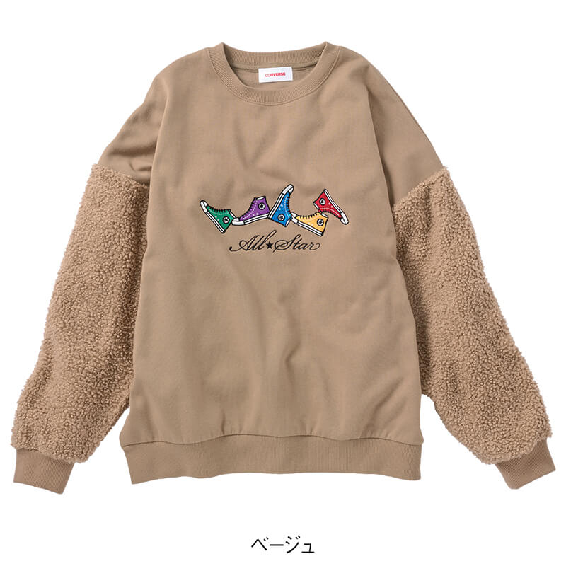 <CONVERSE>袖ボア裏起毛スウェット