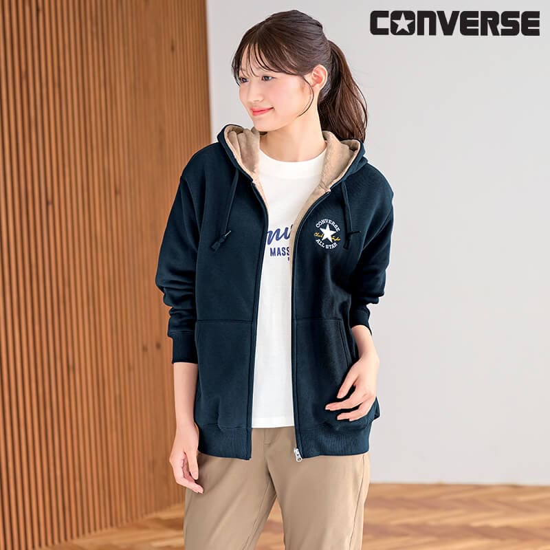 <CONVERSE>裏シャギーフルジップパーカー