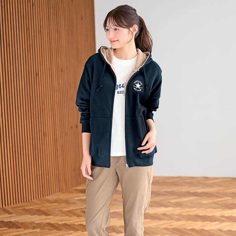 <CONVERSE>裏シャギーフルジップパーカー