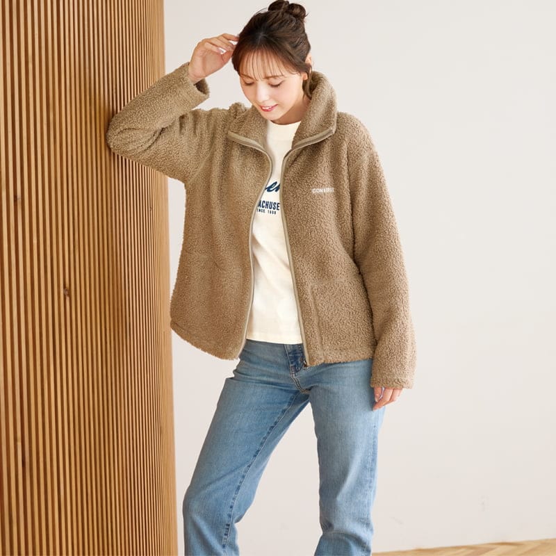 <CONVERSE>ソフトシープボアフルジップブルゾン