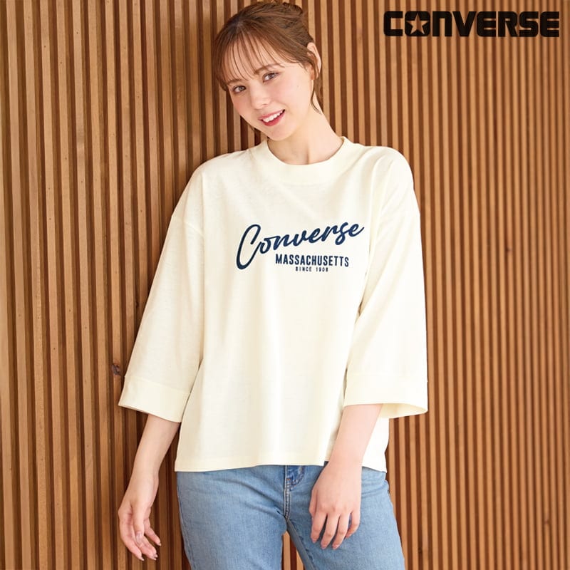 <CONVERSE>天竺8分袖ワイドTシャツ