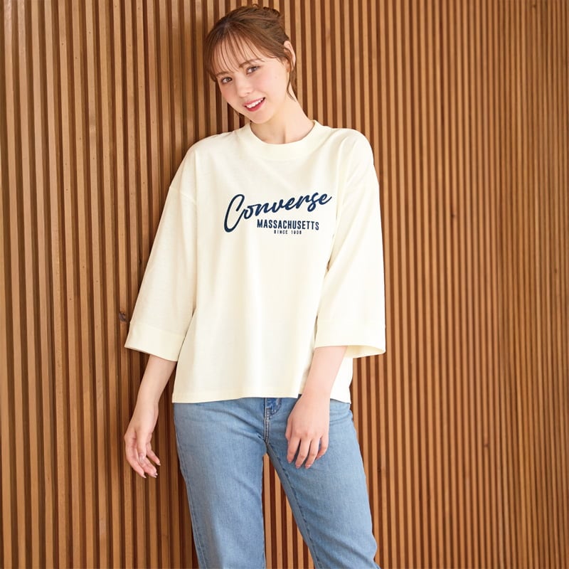 <CONVERSE>天竺8分袖ワイドTシャツ