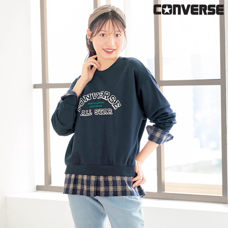＜CONVERSE＞シャツレイヤード裏毛プルオーバー