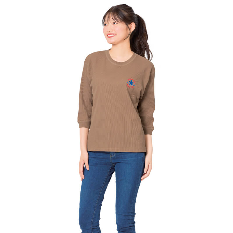 <CONVERSE>クロップドスリーブワッフルTシャツ