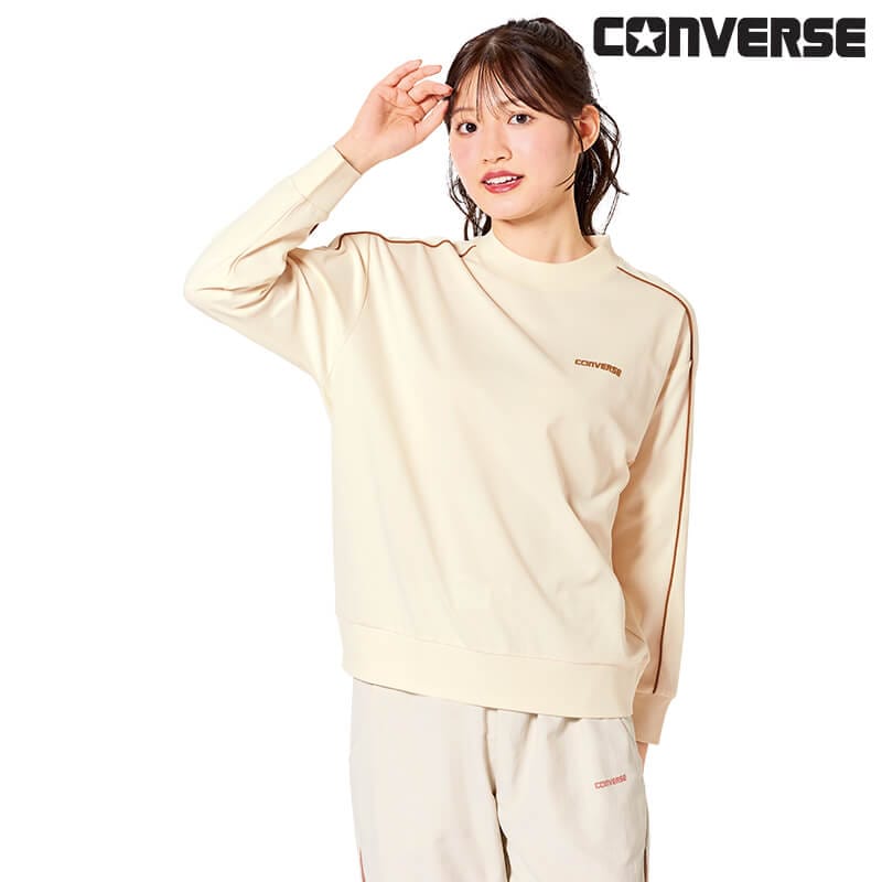 <CONVERSE>吸汗速乾 カットツイル袖パイピングトレーナー
