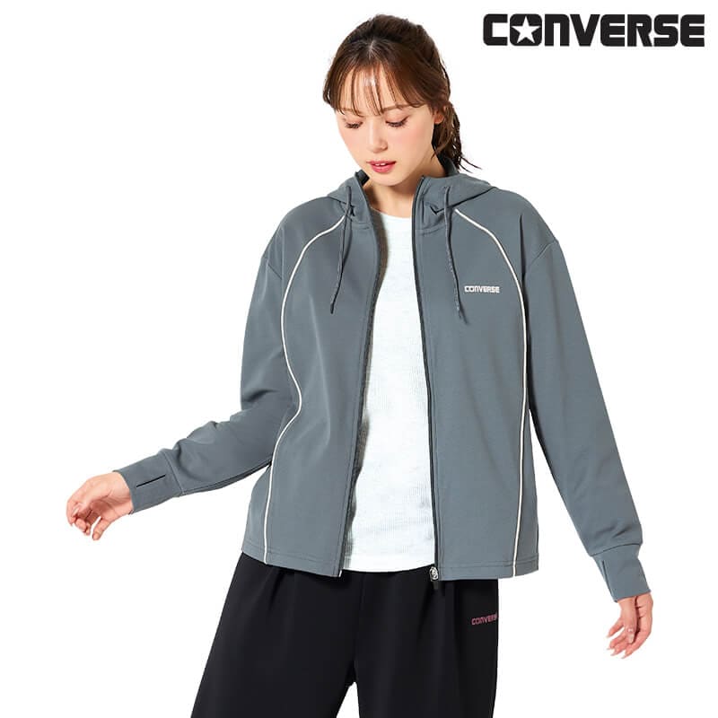 ＜CONVERSE＞吸汗速乾 カットツイルパイピングZIPパーカー